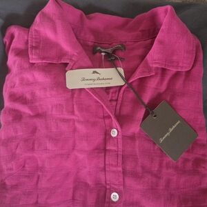 Tommy Bahama Fuchsia Button-Down Short Sleeve Shirt